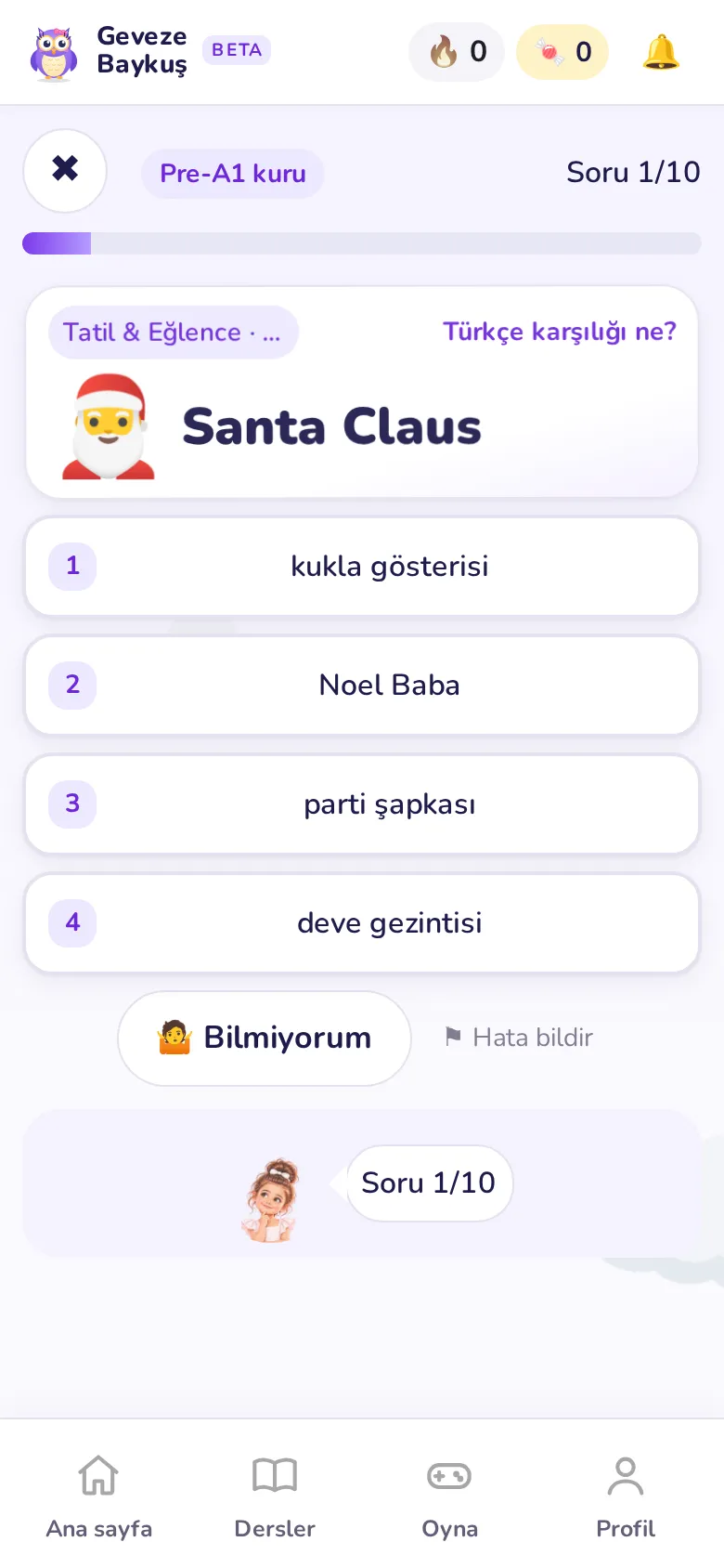 Seviye tespitinden bir soru